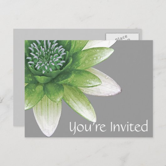 Sie sind eingeladen | Peace l Beautiful Green Lotu Einladungspostkarte (Vorne/Hinten)