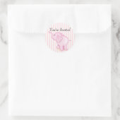 Sie sind eingeladen Pink Elephant Baby Dusche Runder Aufkleber (Tasche)