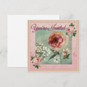 Sie sind eingeladen Pink Floral Vintag Style Einladung (Vorne/Hinten)