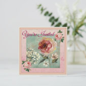 Sie sind eingeladen Pink Floral Vintag Style Einladung (Stehend Vorderseite)