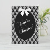 Sie sind eingeladen, Schwarz/Weiß-Damast-Muster, O Einladung (Stehend Vorderseite)