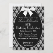 Sie sind eingeladen, Schwarz/Weiß-Damast-Muster, O Einladung (Rückseite)
