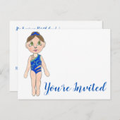 Sie sind eingeladen Synchro Swimmer Party Einladun Einladungspostkarte (Vorne/Hinten)