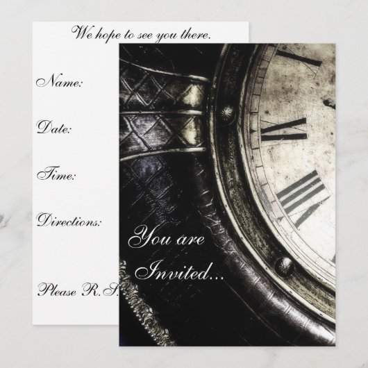 Sie sind eingeladen...Uhr Einladung (Vorne/Hinten)