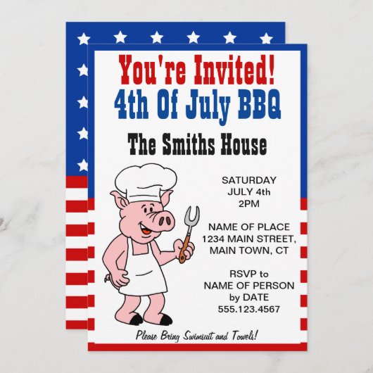 Sie sind eingeladene 4. des Juli-GRILLEN Einladung (Vorne/Hinten)