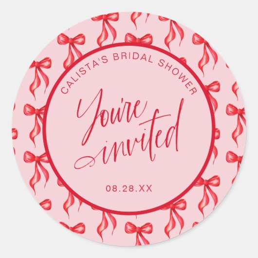 Sie sind eingeladene Bow-Brautparty-Umschlag Aufkl Runder Aufkleber (Vorderseite)