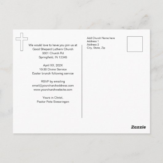 Sie sind eingeladene Kirchenfeier Postkarte (Rückseite)