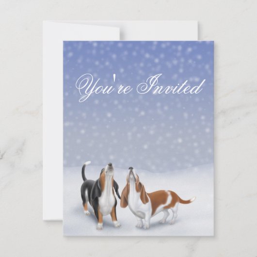 Sie sind eingeladene Winter-Basset Einladung (Vorderseite)