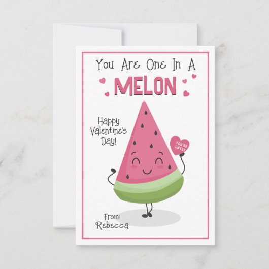 Sie sind eins in einer Melon-Valentine-Klassenkart Einladung (Vorderseite)