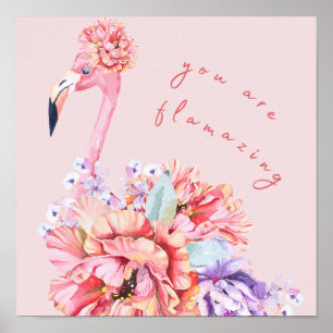 Sie sind fantastisch - florale Flamingo Colour Bar Poster