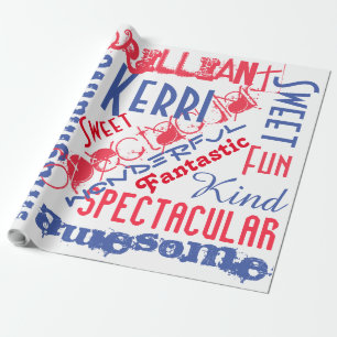 Sie sind fantastisches personalisiertes Rot, Weiß Geschenkpapier