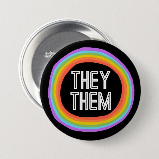Sie sind farbenfrohe Gender Rainbow Circle Pronoun Button (Vorne & Hinten)