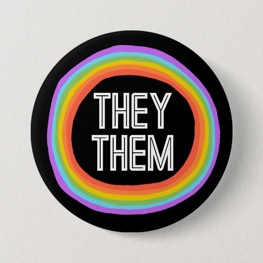 Sie sind farbenfrohe Gender Rainbow Circle Pronoun Button (Vorderseite)