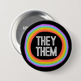 Sie sind farbenfrohe Gender Rainbow Circle Pronoun Button