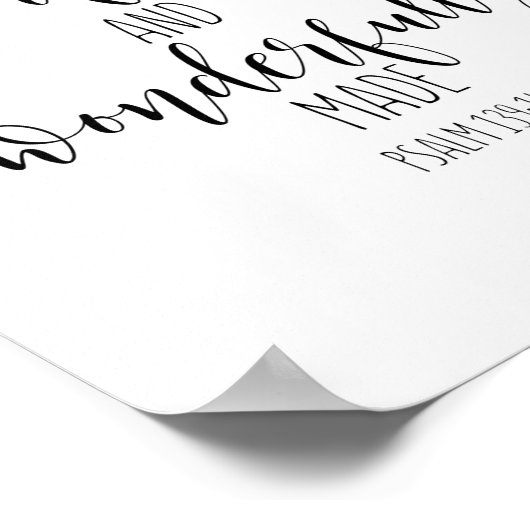 Sie sind furchtbar und wunderbar, Psalm 139:14 Poster (Ecke)