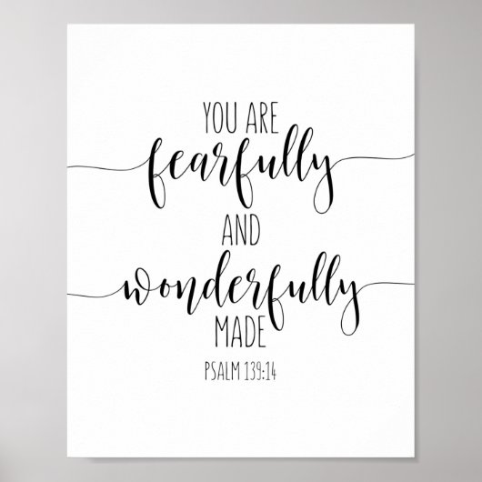 Sie sind furchtbar und wunderbar, Psalm 139:14 Poster (Vorne)