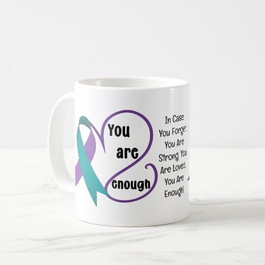 "Sie sind genug" Heilung Hoffnung Minimalistisches Kaffeetasse (Vorderseite Links)