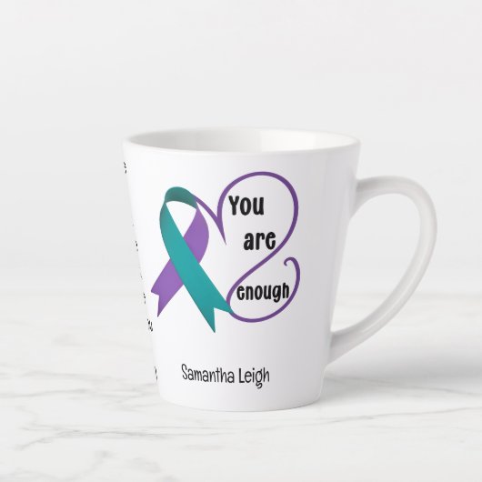 "Sie sind genug" Heilung Hoffnung Minimalistisches Milchtasse (Rechts)