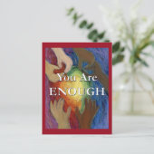 Sie sind genug Regenbogenhörer Hände Art Postkarte (Stehend Vorderseite)