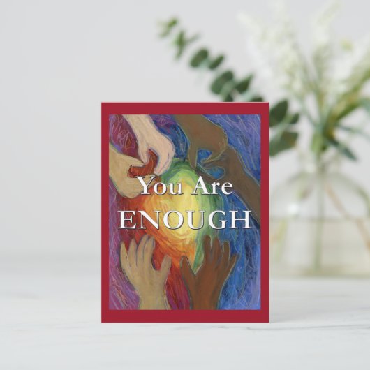 Sie sind genug Regenbogenhörer Hände Art Postkarte (Stehend Vorderseite)