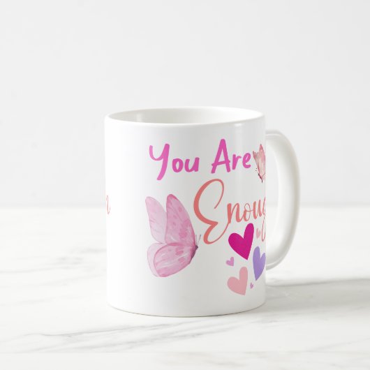 Sie sind genug, rosa Schmetterling Tasse, die best Kaffeetasse (VorderseiteRechts)