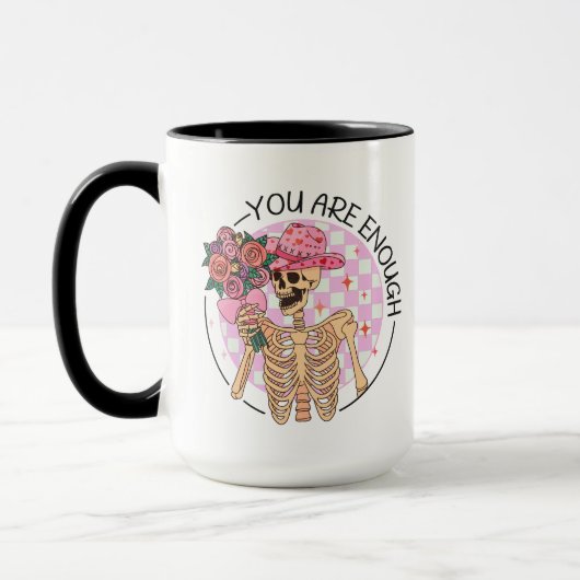Sie sind genug Skeletton-Blume Valentine Retro Tasse (Links)