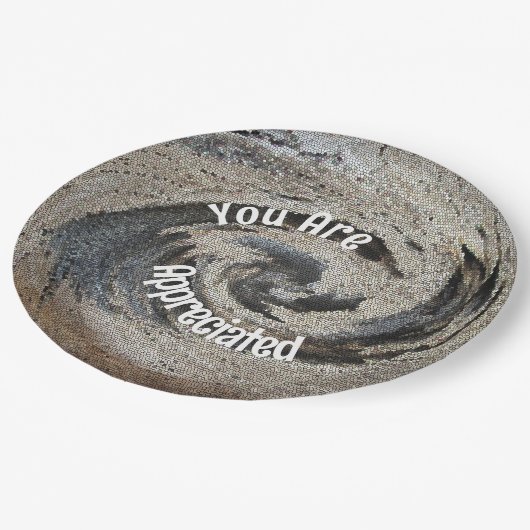 Sie sind geschätzt Rustikal Brown Mosaik Mitarbeit Pappteller (Schrägansicht)