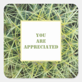 Sie sind geschätzt Wüste Pflanze Kaktus Vielen Dan Quadratischer Aufkleber