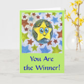 Sie sind Gewinner, Cartoon Star Grußkarte Karte (Gelbe Blume)