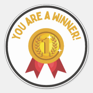 Sie sind Gewinner Gold und rotes Band Nummer eins Runder Aufkleber