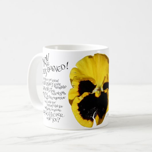 SIE SIND GOTTES GELIEBTE PETUNIA GELBE LIEBTE TASS KAFFEETASSE (Vorderseite Links)