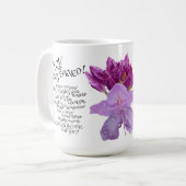SIE SIND GOTT'S BELOVED RHODODENDRON LILA LIEBT KAFFEETASSE (Vorderseite Links)