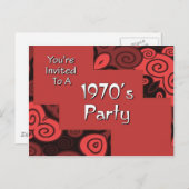 Sie sind in ein Party der 70er Jahre eingeladen Einladungspostkarte (Vorne/Hinten)