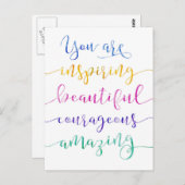 Sie sind Inspirierend schöne mutige Postkarte (Vorne/Hinten)