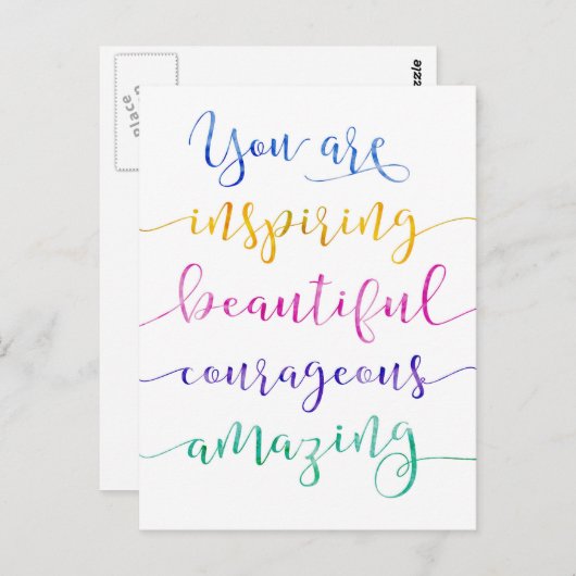 Sie sind Inspirierend schöne mutige Postkarte (Vorne/Hinten)