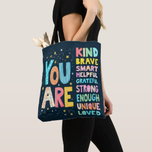 Sie sind inspirierende Zitate positive Typografie Tasche