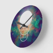 Sie sind kosmischer Nebel Vollmond Runde Wanduhr (Winkel)