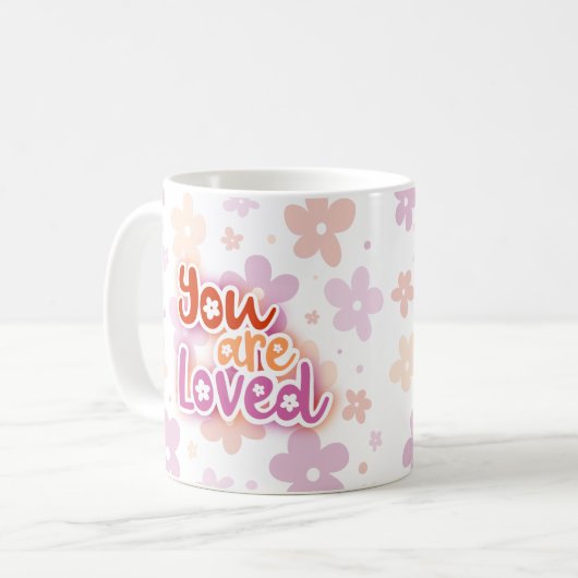 Sie sind lieben Blume Lesben-Pride-Buchstaben Kaffeetasse (Vorderseite Links)