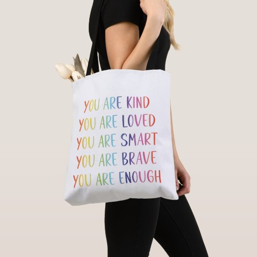 Sie sind lieblich Spaß Regenbogen positive Affirma Tasche (Von Nahem)