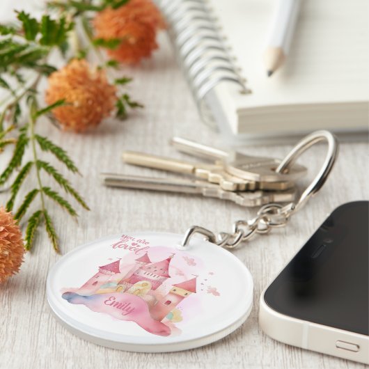 Sie sind Love Palace Pink Cloud anpassbar Schlüsselanhänger (Vorderseite rechts)