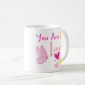 Sie sind LOVED, rosa Schmetterling HEARS TASSE (VorderseiteRechts)