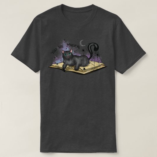 Sie sind magische schwarze Katze auf Book Spider W T-Shirt (Design vorne)