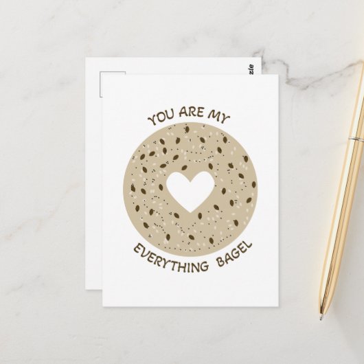 Sie sind mein alles bagel - Funny Valentine Card Postkarte (Vorderseite/Rückseite Beispiel)