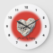 Sie sind mein glückliches Zitat Hawaii Coral Heart Große Wanduhr (Vorderseite)