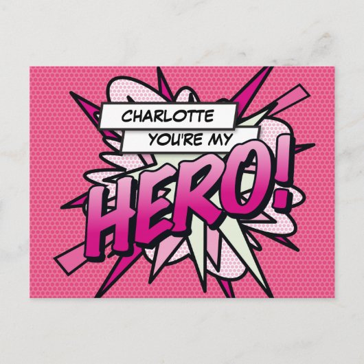 Sie sind mein HERO Fun Retro Comic Buch Pop Kunst Postkarte (Vorderseite)