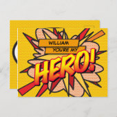 Sie sind mein HERO Fun Retro Comic Buch Pop Kunst Postkarte (Vorne/Hinten)