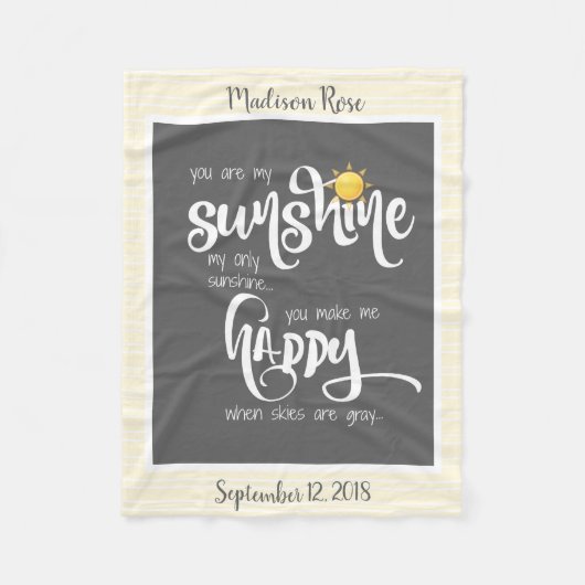Sie sind mein Sonnenschein, grau/das Gelb, Fleecedecke (Vorderseite)