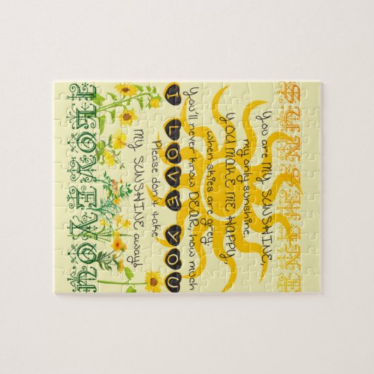 Sie sind mein Sonnenschein im Gelb mit Herzen Puzzle (Horizontal)