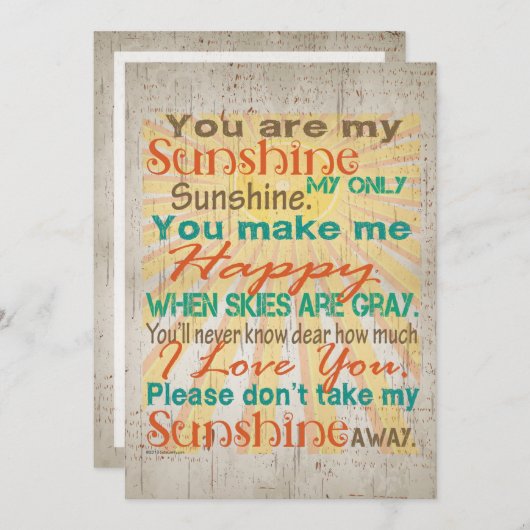 Sie sind mein Sonnenschein Orange/Aquamarin/Creme Einladung (Vorne/Hinten)