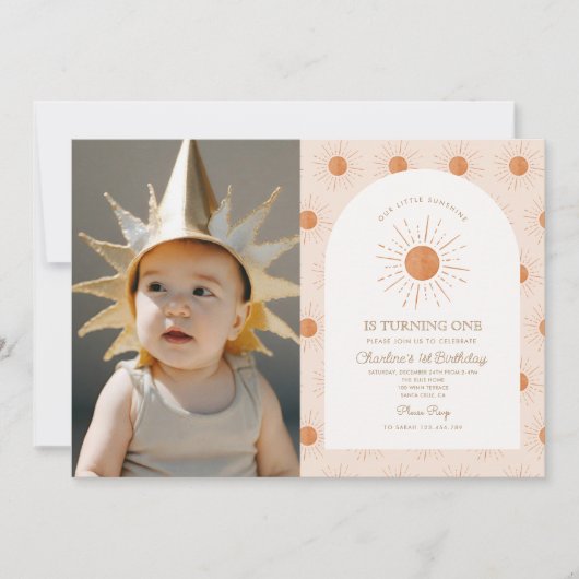 Sie sind mein Sonnenschein Sun Retro Minimal 1. Ge Einladung (Vorderseite)